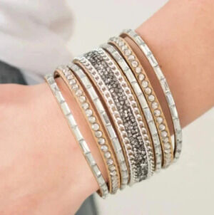 New Tan Brown White Rhinestone Suede Bracelet